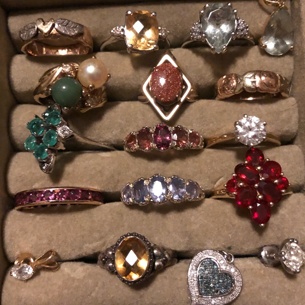 Rings - citrine, garnet, emerald, diamonds